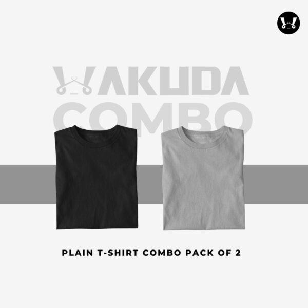 Black, Grey - Pack of 2, Round Neck Combo - Half Sleeve - Wakuda