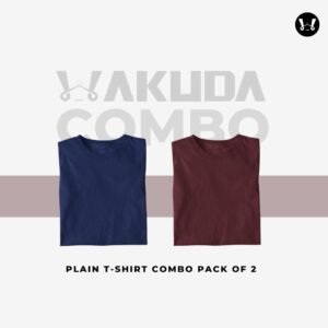 Blue, Merun - Pack of 2, Round Neck Combo - Half Sleeve - Wakuda