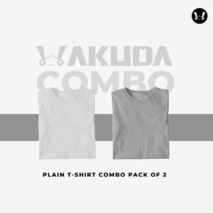 White, Grey  - Pack of 2, Round Neck Combo - Half Sleeve - Wakuda