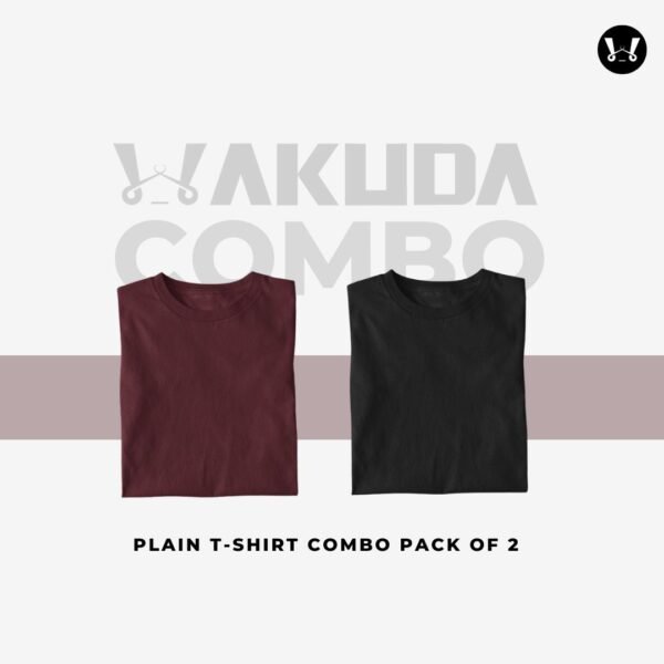 Merun, Black - Pack of 2, Round Neck Combo - Half Sleeve - Wakuda