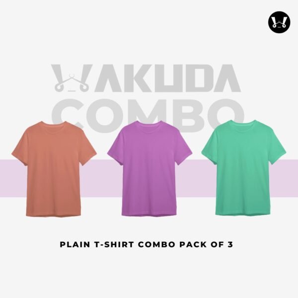 Sunset, Lilac, Mint -  Pack of 3, Round Neck Combo - Half Sleeve - Wakuda