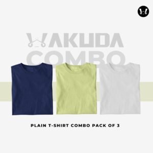 Blue, Yellow, White - Pack of 3, Round Neck Combo - Half Sleeve - Wakuda