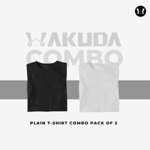 Black, White - Pack of 2, Round Neck Combo - Half Sleeve - Wakuda