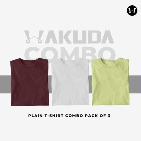 Merun, White, Yellow - Pack of 3, Round Neck Combo - Half Sleeve - Wakuda