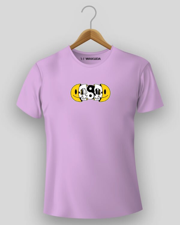Broken Smile - Lilac Print Round Neck - Half Sleeve - Wakuda
